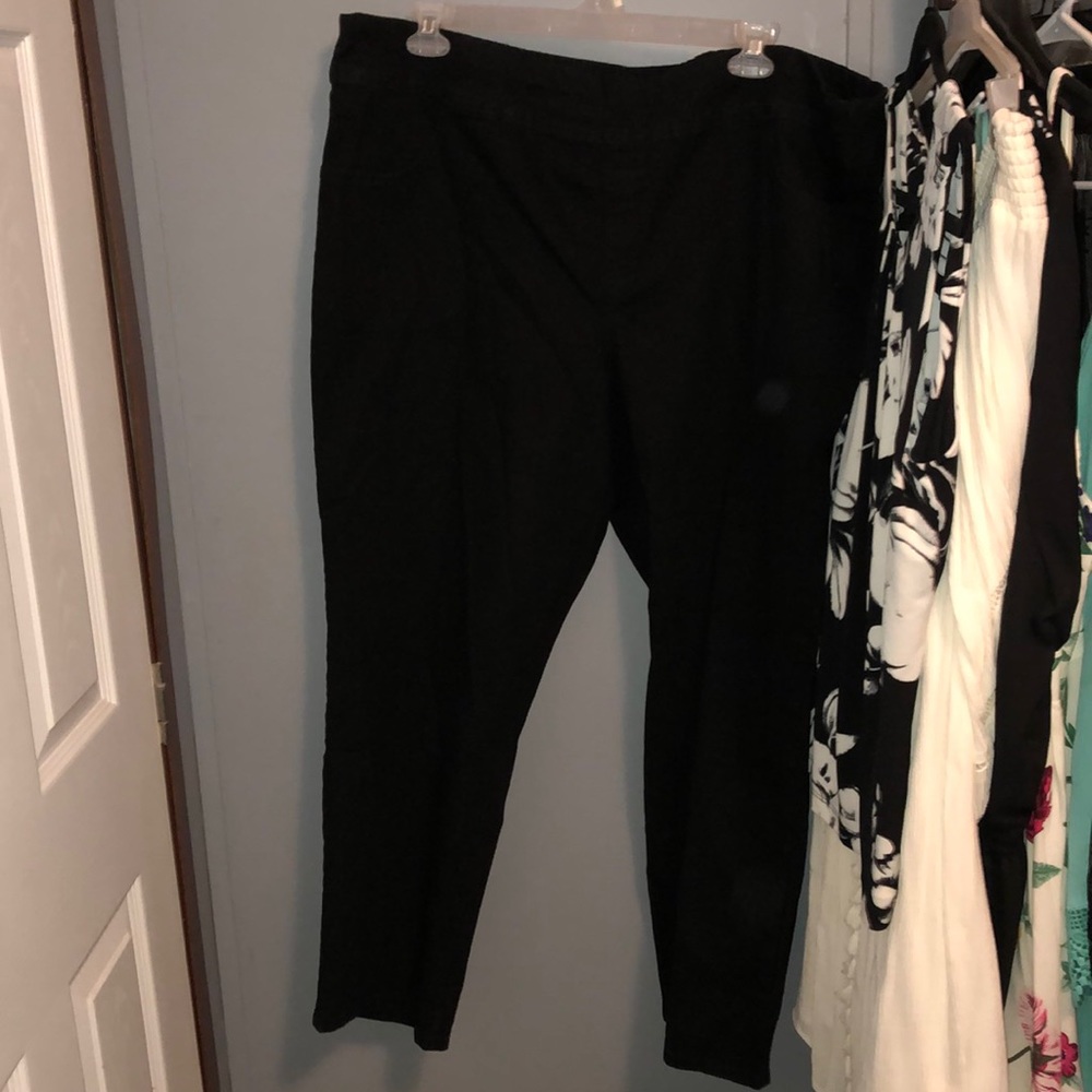 Plus size pull on black pants.